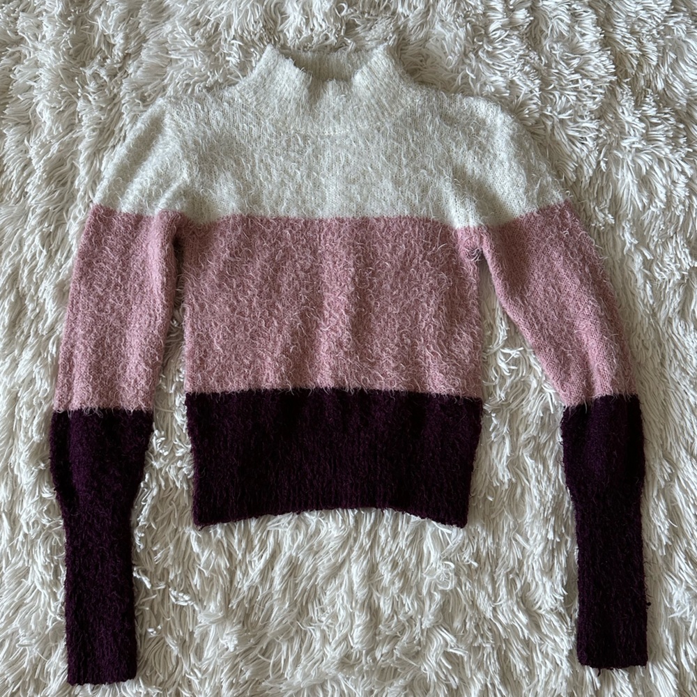 Fuzzy knitted high neck long sleeve